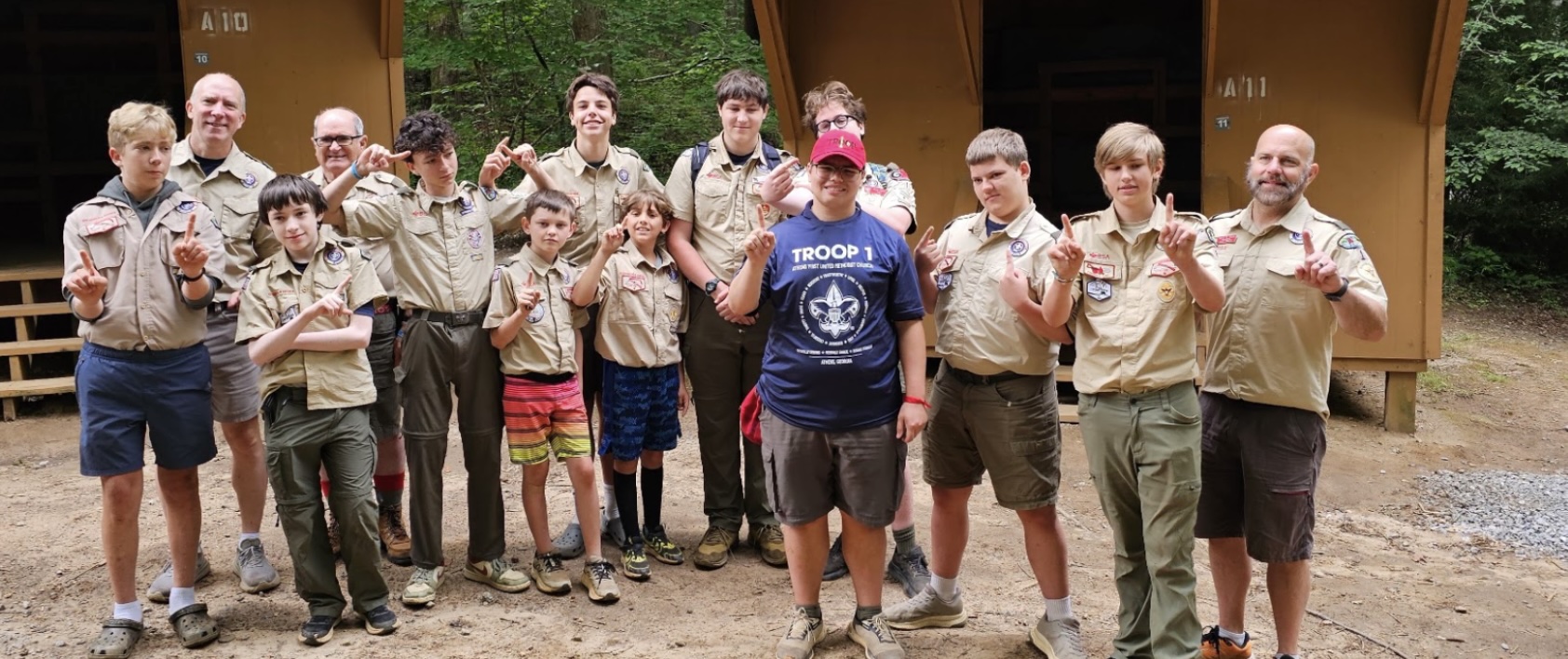 Athens Troop 1 scouts and adult leaders at camp